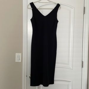 Black short sleeve V-neck dress
